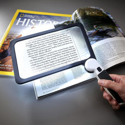 Handheld Magnifier with 48 LEDs - Portable Light Up Magnifying Glass Reading Tool with 5x Magnification & Fold Away Handle