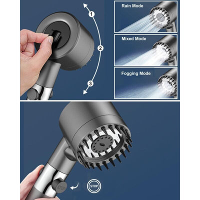 Handheld Shower Head with Filter 3 Mode High Pressure Water Saving Massage