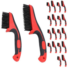 Handheld Wire Brush Rust Removal Cleaning Rubber Soft Grip Handle 11" and 8.5" 20pc