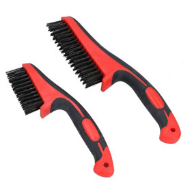 Handheld Wire Brush Rust Removal Cleaning Rubber Soft Grip Handle  11" and 8.5"