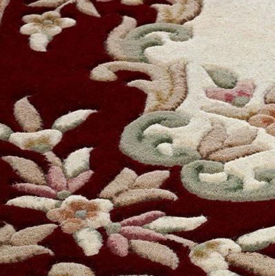 Handmade Bordered Floral Easy to Clean Cream Red Traditional Wool Rug for  Living Room u0026 Bedroom-200cm X 285cm | DIY at Bu0026Q