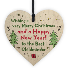 Handmade Christmas Gift For Childminder Wooden Heart Thank You Childminder Gift