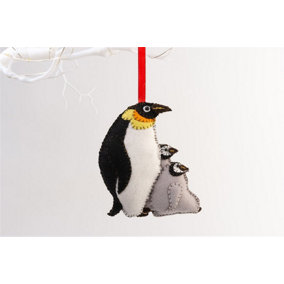 Handmade Felt Penguin and Chicks Christmas Tree Hanging Decoration - 12 cm