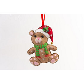 Handmade Felt Teddy Bear Christmas Tree Hanging Decoration - 13 cm
