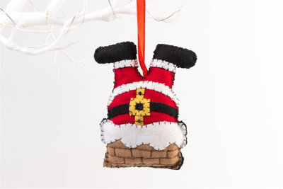 Handmade Felt 'When Santa Got Stuck In The Chimney' Christmas Tree Hanging Decoration - 11.5 cm