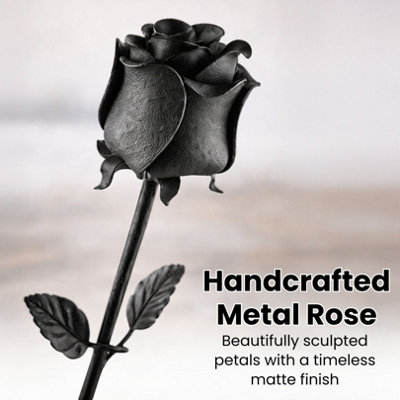 Handmade Forged Black Iron Rose with Stand H 50 m - 6th Iron or 11th ...