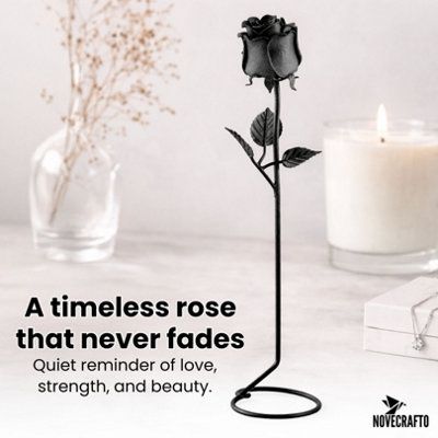 Handmade Forged Black Iron Rose with Stand H 50 m - 6th Iron or 11th ...