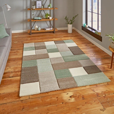 Handmade Geometric Beige/Green Rug-160cm X 220cm