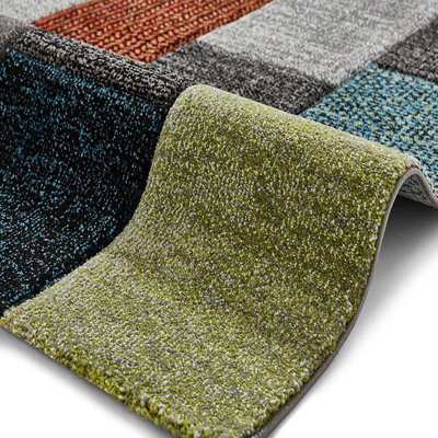 Handmade Geometric Grey/Multi Rug-120cm X 170cm