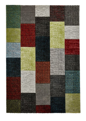 Handmade Geometric Grey/Multi Rug-160cm X 220cm