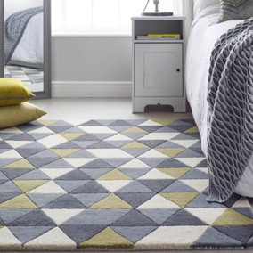 Handmade Geometric Luxurious Modern Wool Easy to clean Rug for Bed Room, Living Room, and Dining Room-160cm X 230cm