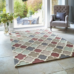 Handmade  Geometric Modern Wool Easy to clean Rug for Dining Room, Bed Room, and Living Room-120cm X 170cm