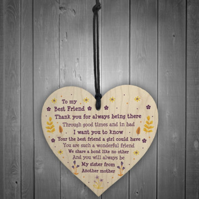Handmade Gift For Best Friend Birthday Christmas Wooden Heart Thank You ...