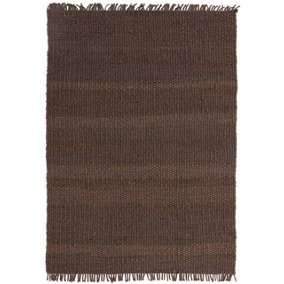 Handmade Kilim Modern Brown Plain Easy to Clean Jute Rug for Living Room Bedroom & Dining Room-120cm X 170cm