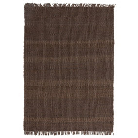 Handmade Kilim Modern Brown Plain Easy to Clean Jute Rug for Living Room Bedroom & Dining Room-160cm X 230cm