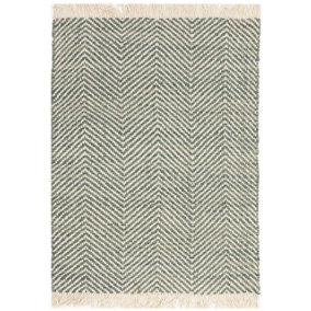 Handmade Kilim Modern Green Geometric Cotton Jute Easy to Clean Rug for Living Room and Bedroom-160cm X 230cm