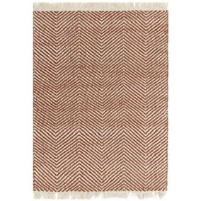 Handmade Kilim Modern Rust Geometric Cotton Jute Rug for Living Room and Bedroom-120cm X 170cm