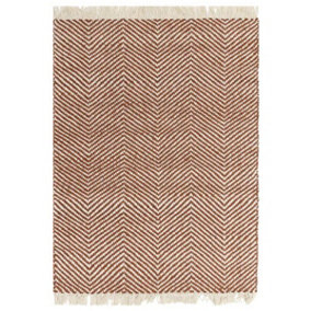 Handmade Kilim Modern Rust Geometric Cotton Jute Rug for Living Room and Bedroom-200cm X 290 cm