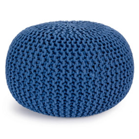 Handmade Knitted Pouffe Footstool 60cm - Blue