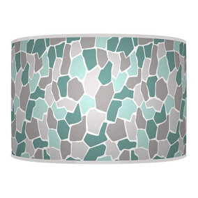 Handmade Lampshade Light Shade - Giclee Printed Fabric - Teal Grey Pebble ID003 - For Table or Floor - Size 20" (50 x 26cm)