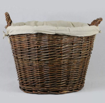 Handmade Large Rustic Wicker Log Basket H42 x W56 x D28cm- Fire161