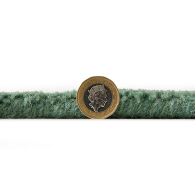 Handmade Luxurious Easy to Clean Modern Wool Bordered Green Plain Wool Living Room & Bedroom Rug-160cm X 230cm