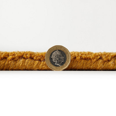 Handmade Luxurious Easy to Clean Modern Wool Bordered Mustard Plain Wool Living Room & Bedroom Rug-160cm X 230cm