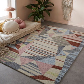 Handmade Luxurious Modern Easy to Clean Multicoloured Abstract Wool Rug for Living Room & Bedroom-120cm X 170cm