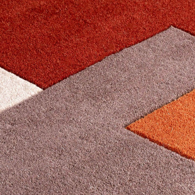 Handmade Luxurious Modern GeomtetricOrange Wool Easy to Clean Rug for Living Room & Bedroom-160cm X 230cm