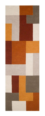 Handmade Luxurious Modern GeomtetricOrange Wool Easy to Clean Rug for Living Room & Bedroom-160cm X 230cm