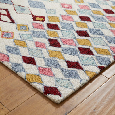 Handmade Luxurious Modern Wool Easy to Clean Abstract Geometric Multicolored Rug for Living Room & Bedroom-160cm X 230cm - 4