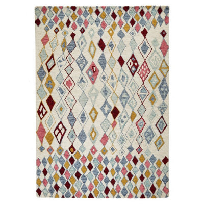 Handmade Luxurious Modern Wool Easy to Clean Abstract Geometric Multicolored Rug for Living Room & Bedroom-160cm X 230cm - 6