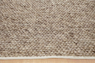Handmade Luxurious Plain Easy to Clean Textured Taupe Wool Rug for Living Room & Bedroom-200cm X 290cm
