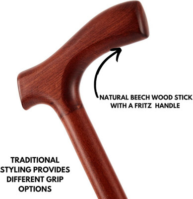 Handmade Mahogany Wood Cane (93cm) Wooden Walking Sticks For Men With Ferrule - Aesthetic Mobility & Disability Aids Walking Stick