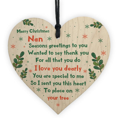 Handmade Merry Christmas Nan Wooden Heart T For Nan Grandparent T