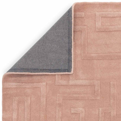 Handmade Modern Blush Abstract Wool Easy to Clean Rug for Living Room & Bedroom-120cm X 170cm