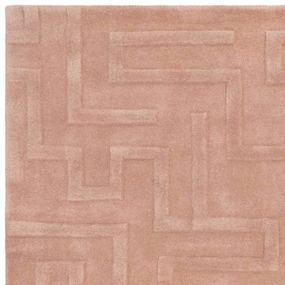 Handmade Modern Blush Abstract Wool Easy to Clean Rug for Living Room & Bedroom-120cm X 170cm
