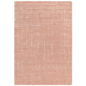Handmade Modern Blush Abstract Wool Easy to Clean Rug for Living Room & Bedroom-160cm X 230cm