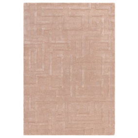 Handmade Modern Blush Abstract Wool Easy to Clean Rug for Living Room & Bedroom-160cm X 230cm