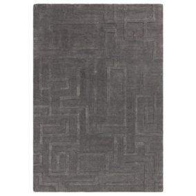 Handmade Modern Charcoal Abstract Wool Easy to Clean Rug for Living Room & Bedroom-160cm X 230cm