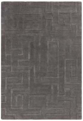 Handmade Modern Charcoal Abstract Wool Easy to Clean Rug for Living Room & Bedroom-200cm X 290cm