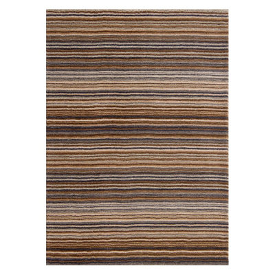 Handmade Modern Easy to Clean Striped Natural Wool Rug for Living Room & Bedroom-80cm X 150cm