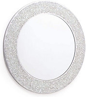 Handmade Modern Mosaic Crackle Round Silver Framed Mirror