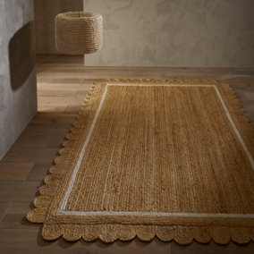 Handmade Modern Natural Easy to Clean Bordered Rug for Living Room Dining Room & Bedroom-120cm X 170cm