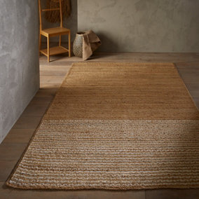 Handmade Modern Natural Easy to Clean Stripes Plain Rug for Living Room & Bedroom-120cm X 170cm