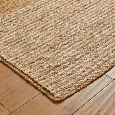 Handmade Modern Natural Easy to Clean Stripes Plain Rug for Living Room & Bedroom-160cm X 230cm