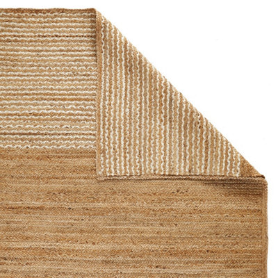 Handmade Modern Natural Easy to Clean Stripes Plain Rug for Living Room & Bedroom-160cm X 230cm