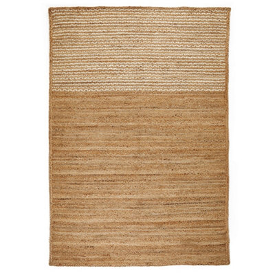 Handmade Modern Natural Easy to Clean Stripes Plain Rug for Living Room & Bedroom-160cm X 230cm