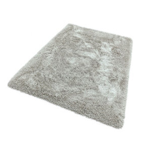 Handmade Modern Plain Silver Shaggy Sparkle Easy to clean Rug for Bed Room Living Room and Dining Room-100cm X 150cm
