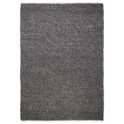 Handmade Modern Plain Wool Easy to Clean Textured Charcoal Rug for Living Room & Bedroom-200cm X 290cm
